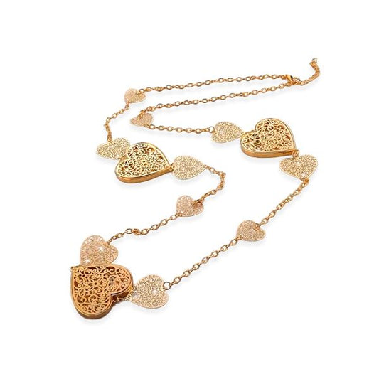Heart Chain Long Necklace with Austrian Crystals