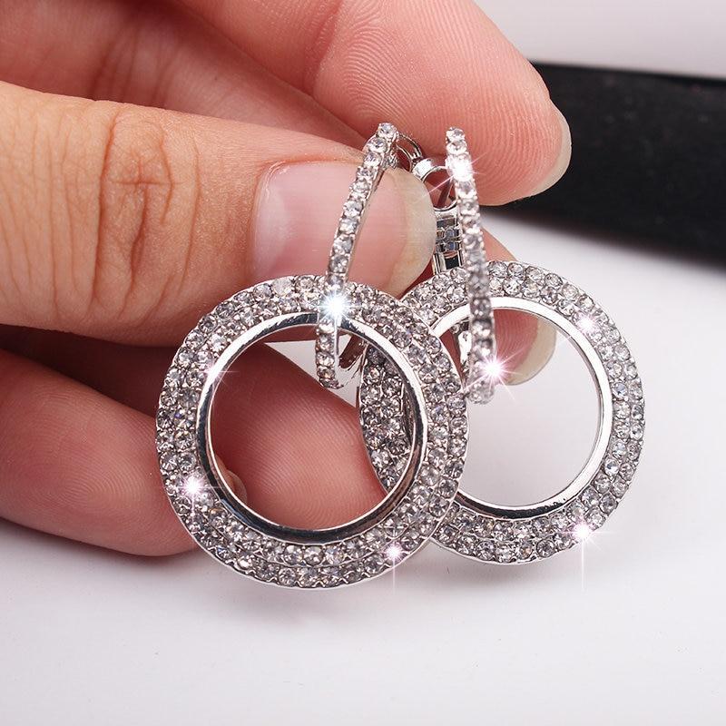 3 Sets of Hollywood Hoops Crystal Double Hoop Earrings