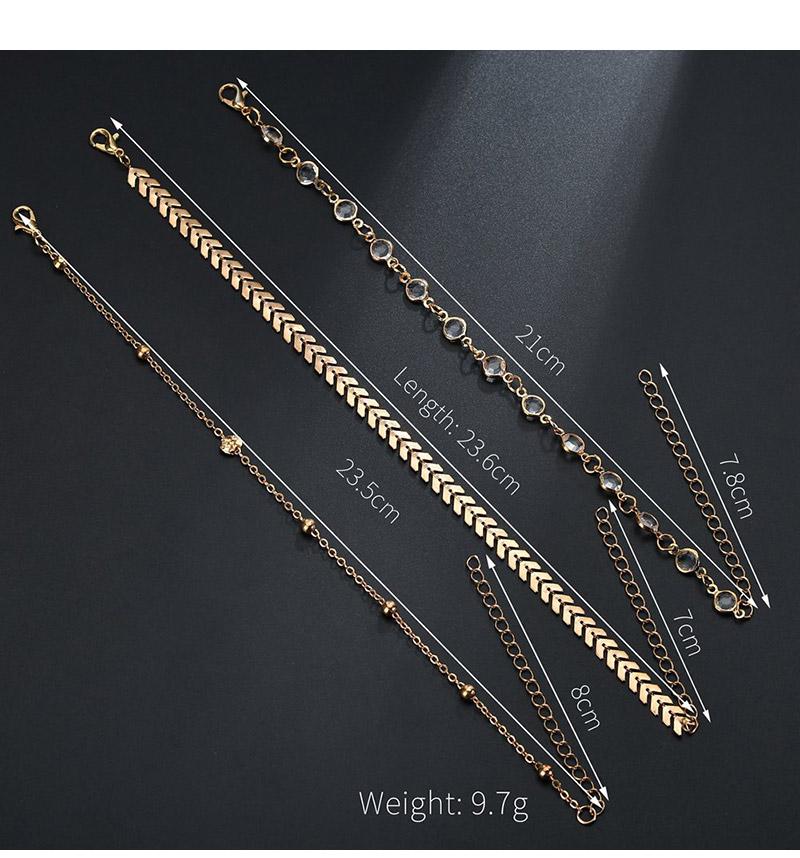 2 Sets of Chevron and Crystals Anklet Set - 6pcs