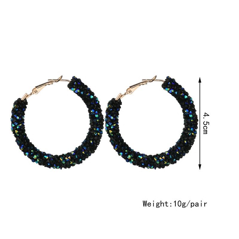 Night Fever Black Austrian Crystal Hoop Earrings