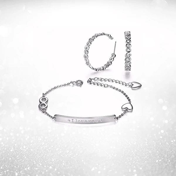 Infinite Love Bracelet and Earrings Set