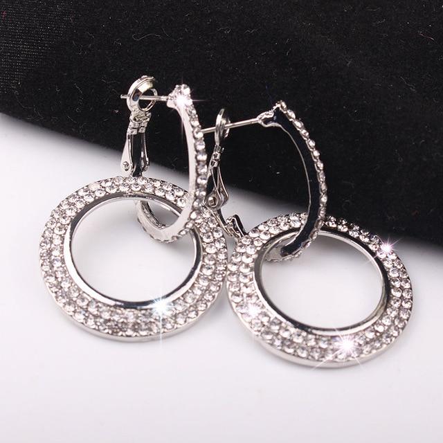 2 Sets of Hollywood Hoops Crystal Double Hoop Earrings