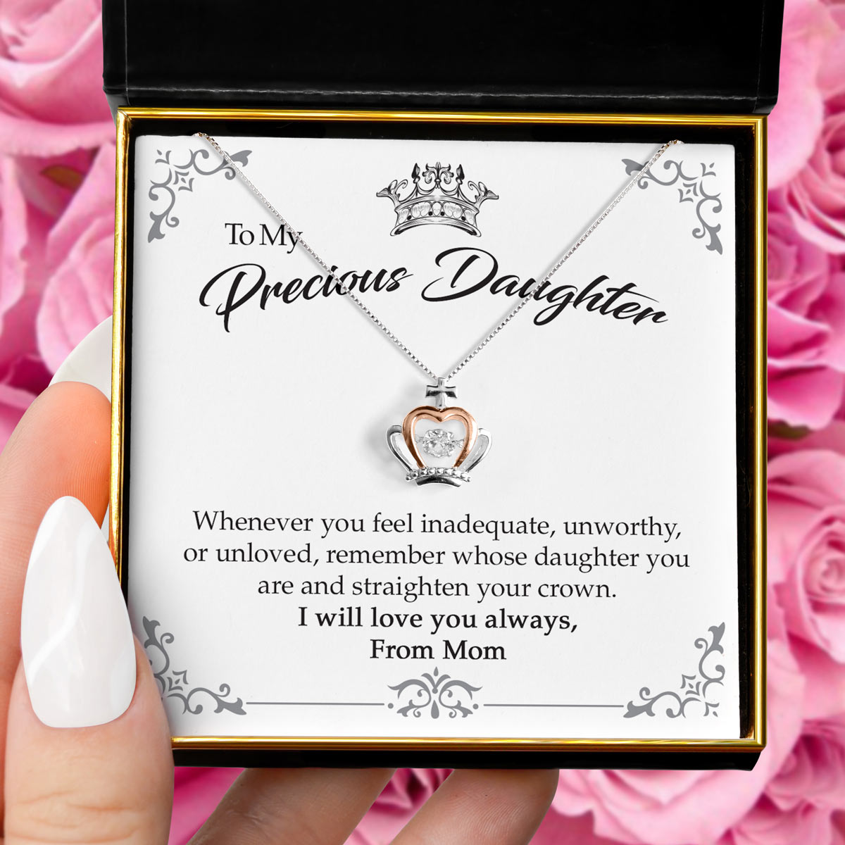 To My Precious Daughter - Luxe Crown Necklace Gift Set