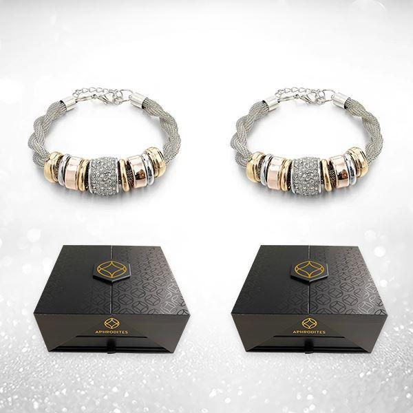 Magic in a Box - 2 Entwined Silver Metal Bracelet Gift Set