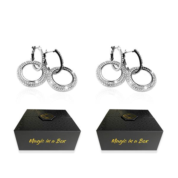 Magic in a Box - 2 Hollywood Hoops Crystal Double Hoop Earrings Gift Set