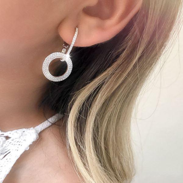 Hollywood Hoops Crystal Earrings & Rhinestone Adjustable Tennis Bracelet