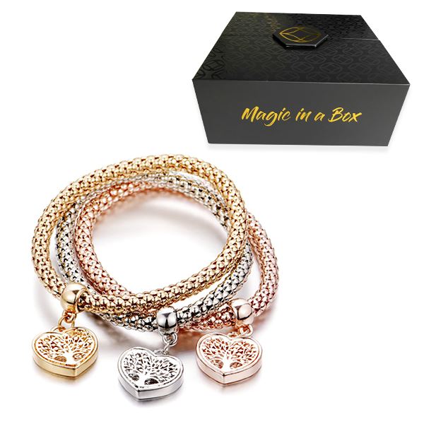 Magic in a Box - Tree of Life Heart Edition Charm Bracelets Gift Set