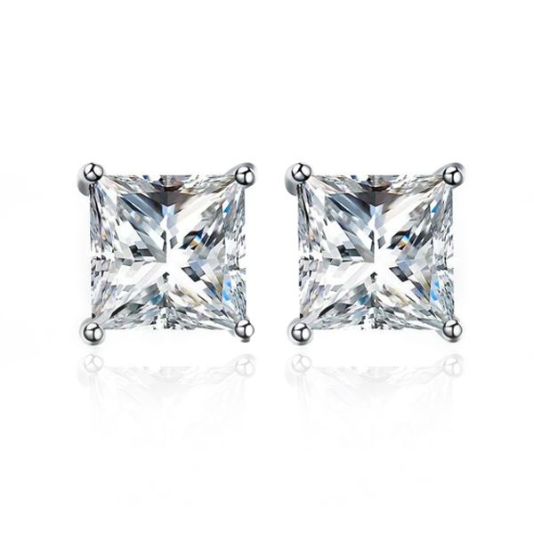 Princess Cut Sterling Silver Earrings