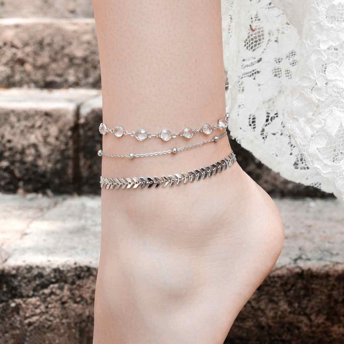 Chevron and Crystals Anklet 3pcs Gift Set