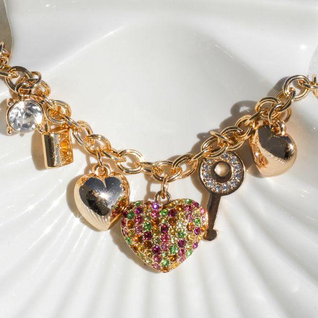 Tropic Crystals Love Locked Charm Bracelet