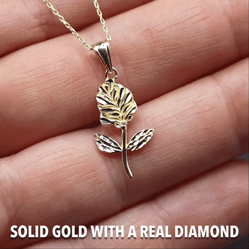 Don't Hide From Thorns - Solid Gold Long Rose Necklace Gift Set