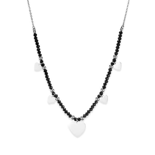 Steel Hearts Beaded Necklace