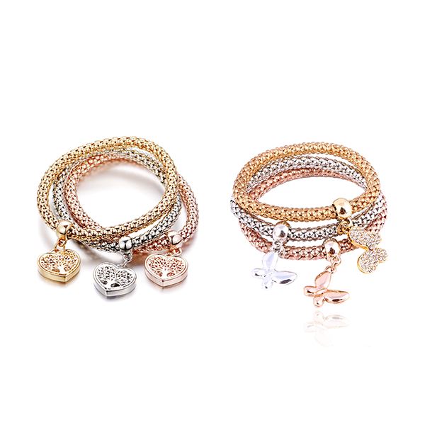 Tree of Life Heart & Solid Butterfly Charm Bracelets