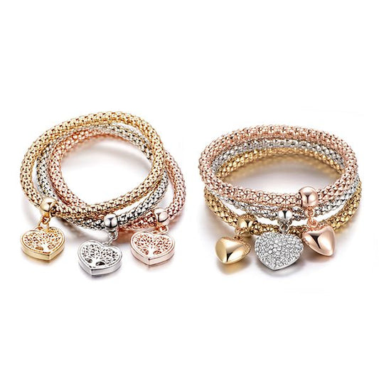Tree of Life Heart & Solid Hearts Bracelets