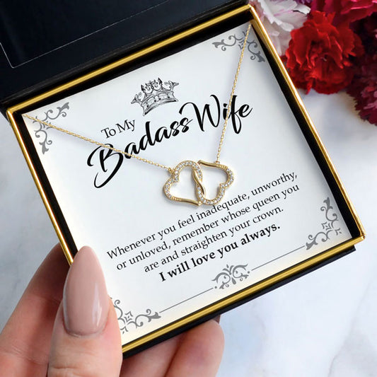 To My Badass Wife Joined Hearts Necklace