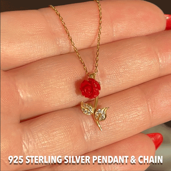 Red Rose Pendant Necklace