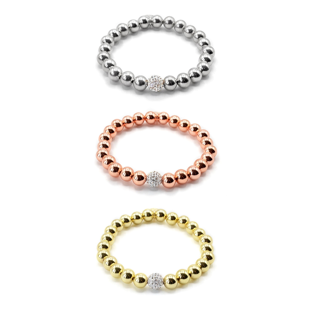 Putting on the Glitz Tri-tone 3 Pc Bracelet Stack