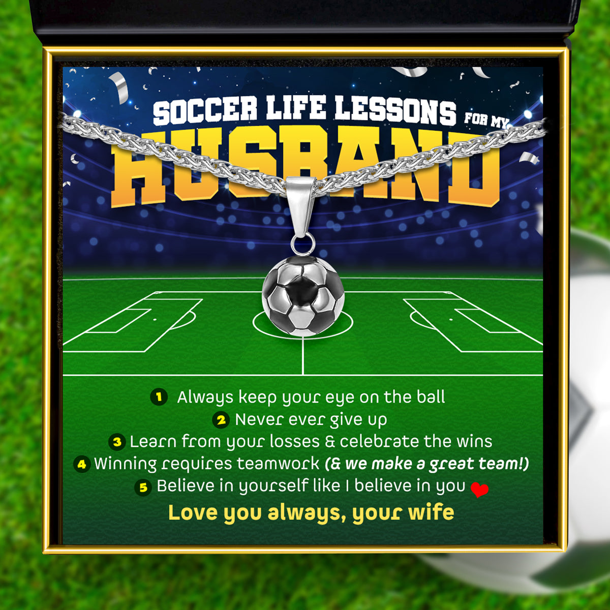Soccer Life Lessons for My Husband - Soccer Necklace Gift Set