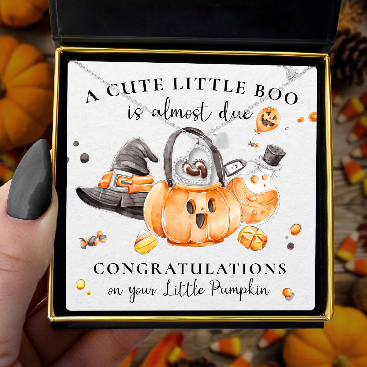 Cute Little Boo - Baby Feet Heart Necklace Gift Set