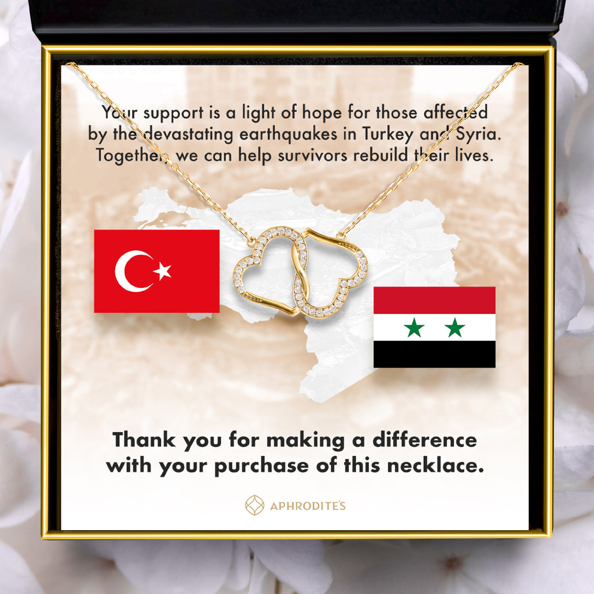 Light of Hope (Turkey and Syria Earthquake Support) - Gold Entwined Heart Necklace Gift Set
