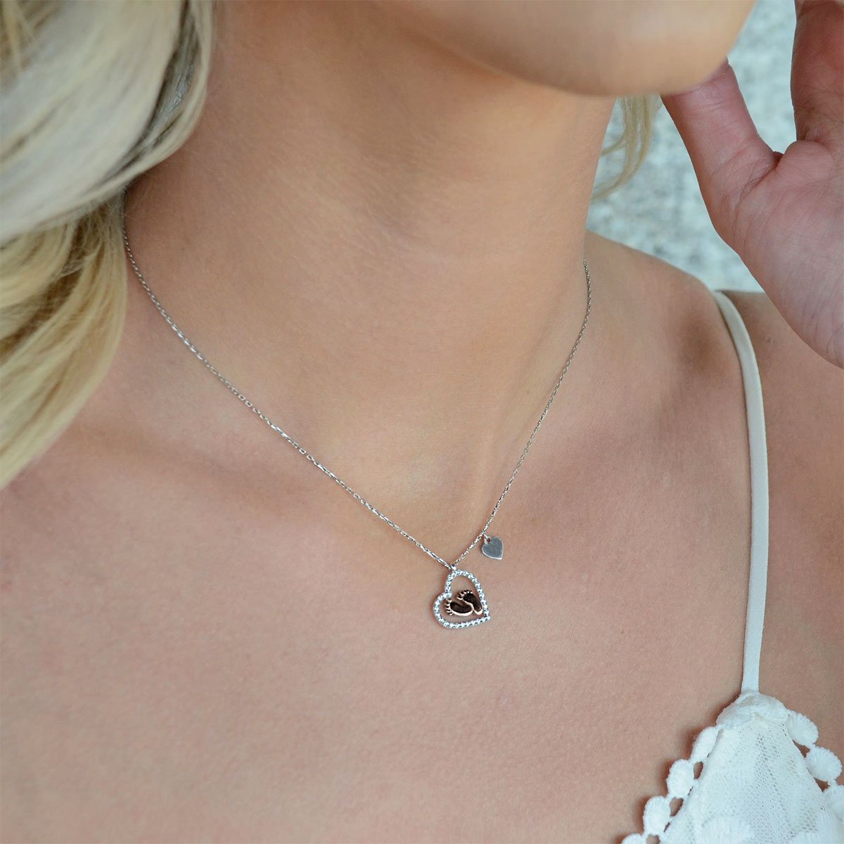 Dear Mummy, This Mother's Day - Baby Feet Heart Pendant Necklace Gift Set