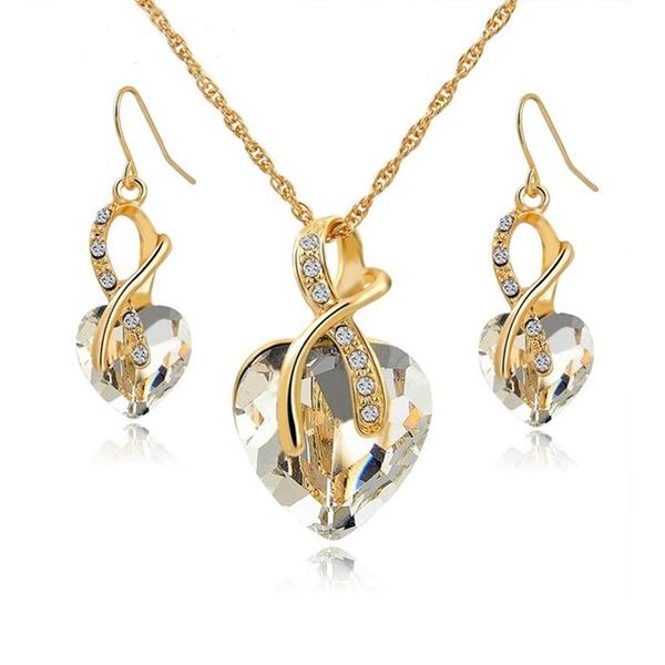 Wishful Heart Necklace and Earrings Set