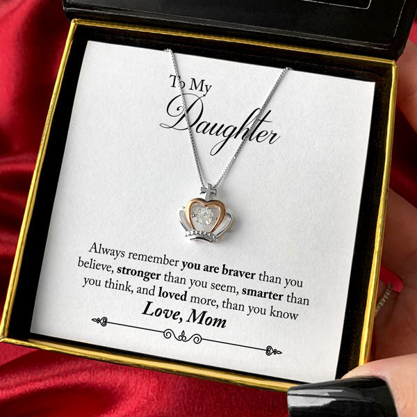 To My Daughter, Love Mom - Luxe Crown Necklace Gift Set