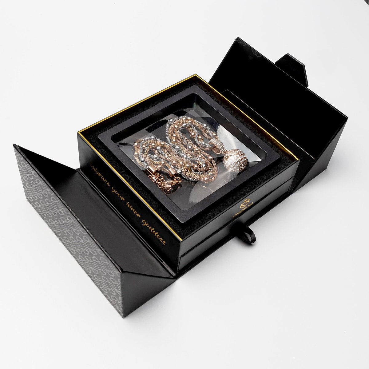Magic in a Box - Gold Ball Pendant Necklace Gift Set