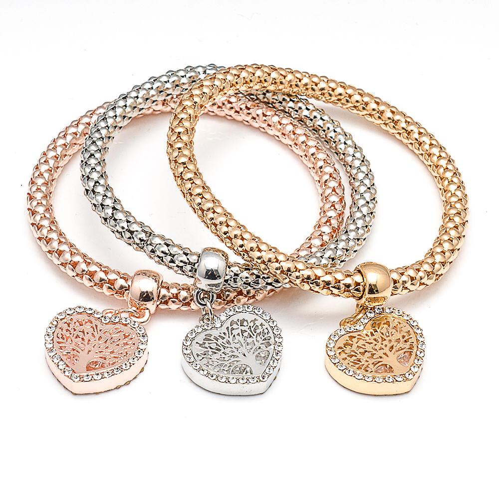 Tree of Life Heart Edition Crystal Edge Charm Bracelet