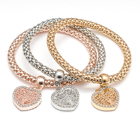 Tree of Life Heart Edition Crystal Edge Charm Bracelet
