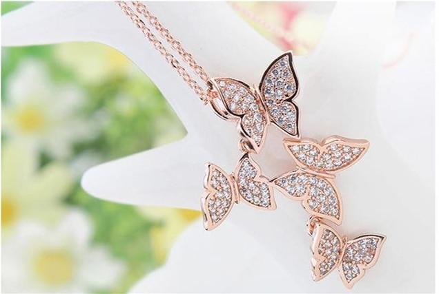 Free Spirit Rose Gold Butterfly Ring & Necklace