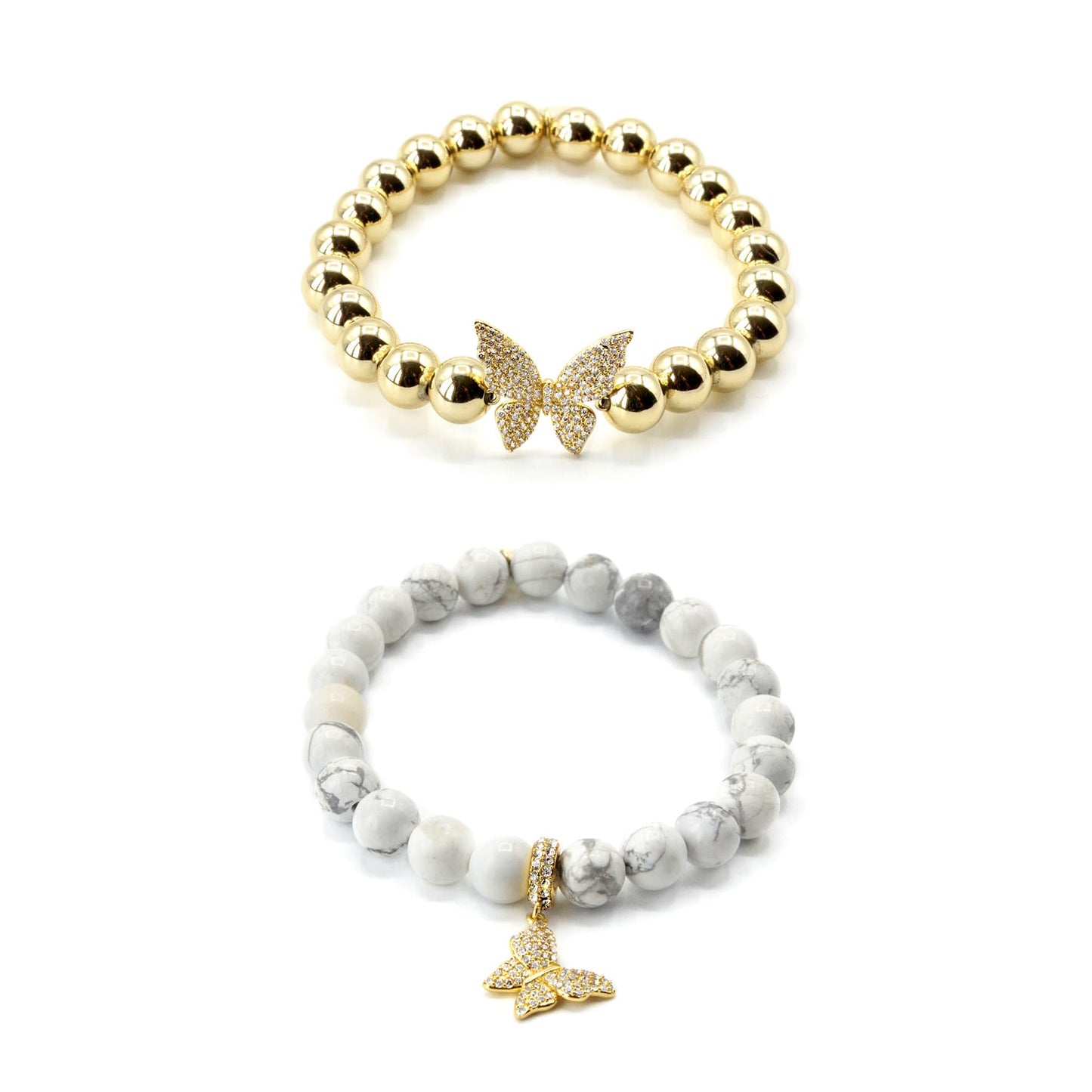 Gilded Butterflies Beaded Bracelet Set