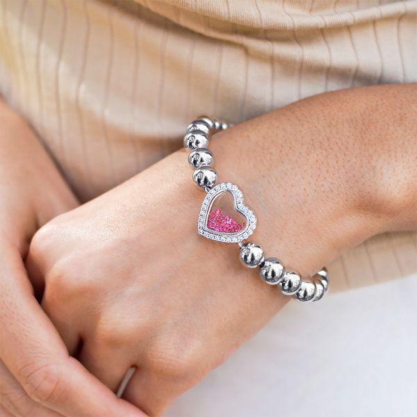 Shimmering Heart Crystal Shaker Bracelet