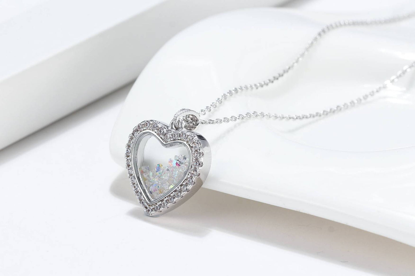 To My Wife, I Choose You - Shimmering Heart Aurora Crystal Necklace Gift Set