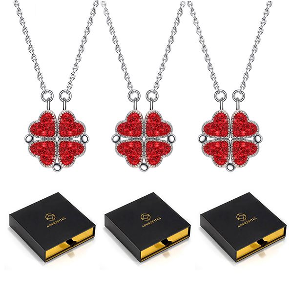3 Sets of Magnetic Hearts Clover Necklace