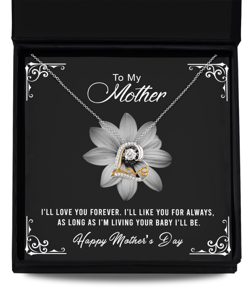 To My Mother, I'll Love You Forever - Dancing Crystal Love Heart Necklace Gift Set