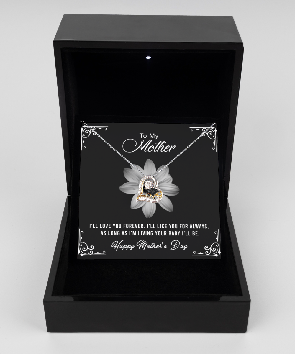 To My Mother, I'll Love You Forever - Dancing Crystal Love Heart Necklace Gift Set