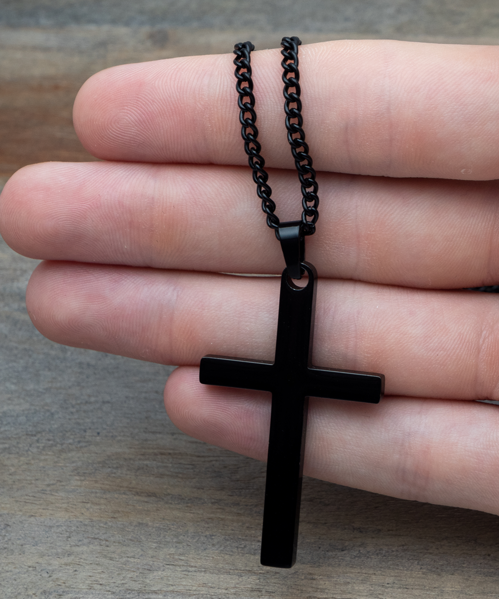 To My Dad, Thank You, From Your Daughter - Black Cross Necklace Gift Set