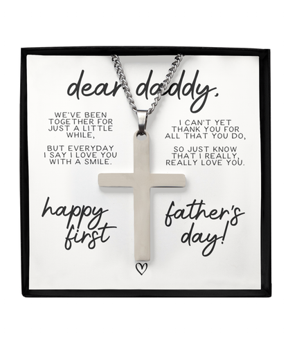 Dear Daddy, We've Been Together a Little While (Father's Day) - Silver Cross Necklace Gift Set