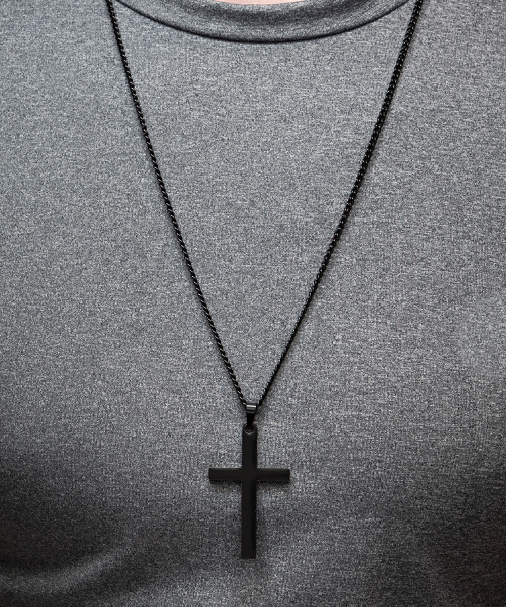 To My Dad, Thank You, From Your Daughter - Black Cross Necklace Gift Set