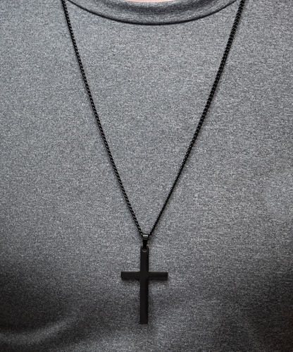 To My Dad, Thank You, From Your Daughter - Black Cross Necklace Gift Set