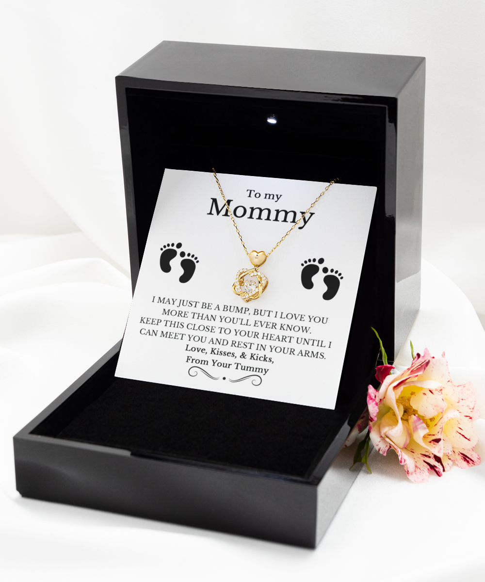 To My Mommy - Heart Love Knot Gold Necklace Gift Set