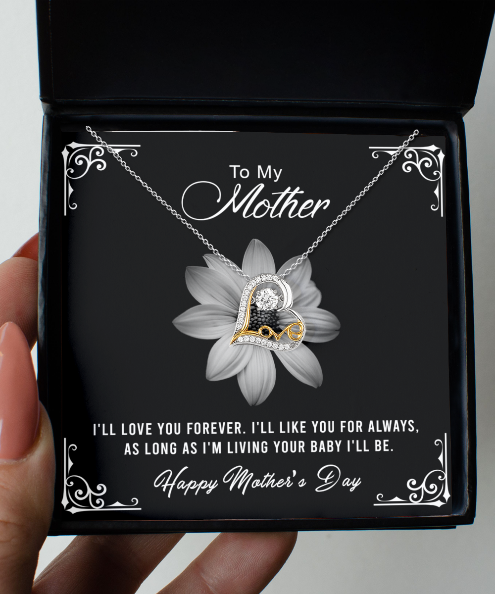 To My Mother, I'll Love You Forever - Dancing Crystal Love Heart Necklace Gift Set