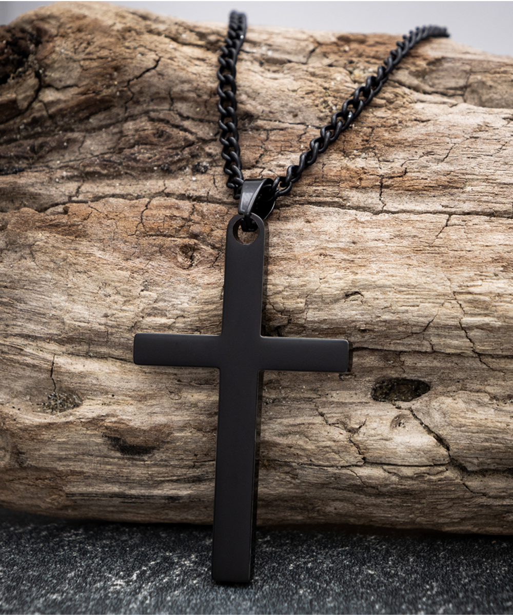 To My Dad, Thank You, From Your Daughter - Black Cross Necklace Gift Set
