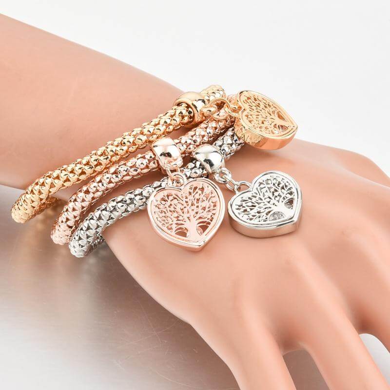 Tree of Life Heart Edition Charm Bracelet with Austrian Crystals