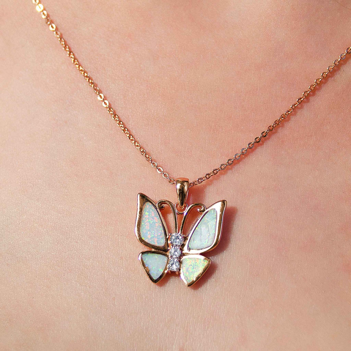 To My Beautiful Wife - Opal Butterfly Necklace Gift Set