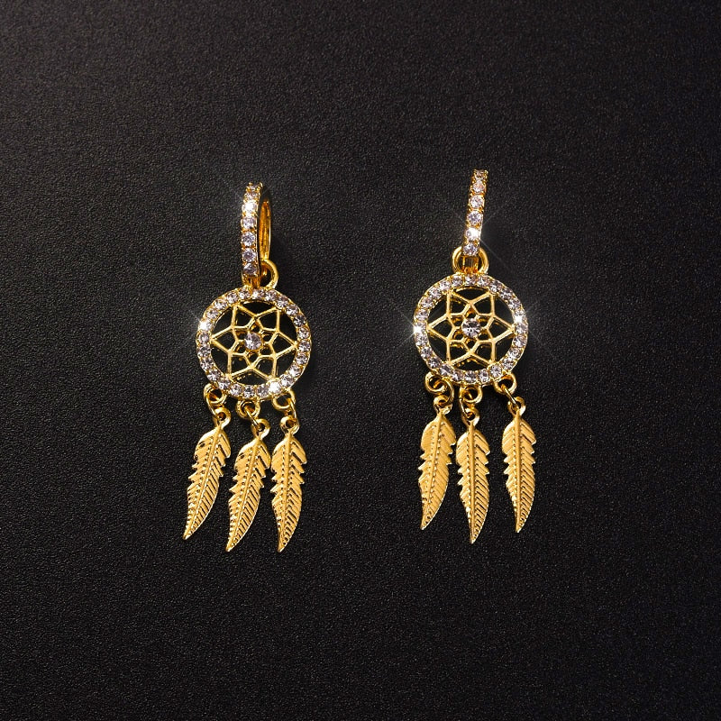 Dreamcatcher 14k Gold Earrings