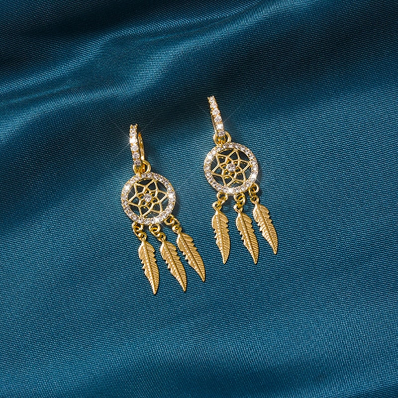 Dreamcatcher 14k Gold Earrings