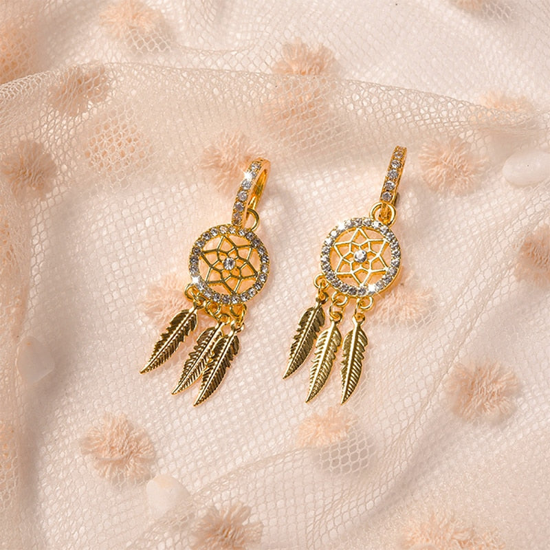 Dreamcatcher 14k Gold Earrings