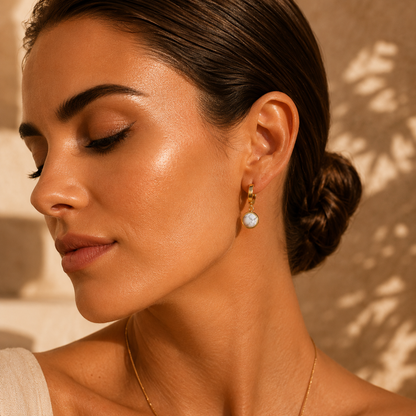White Turquoise Mini Hoop Earrings